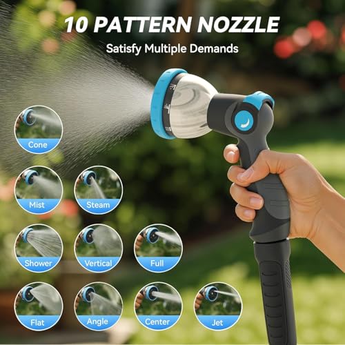 Retractable Garden Hose Reel, 5/8 in x 65 ft Wall Mount Heavy Duty Hose Reel with Any-Length Lock, Auto Rewind System, 180° Swivel Bracket, and 10-Pattern Nozzle for Garden, Dark Grey - color: Dark Grey, size: 65FT
