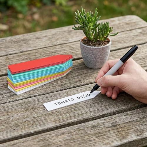 100PCS Plant Labels 4 Inch Waterproof Garden Tags, Multi Color Nursery Pot Markers, Plastic Stake Signs for Outdoor Indoor Use (Pink,100pcs) - color: Pink, size: 100pcs