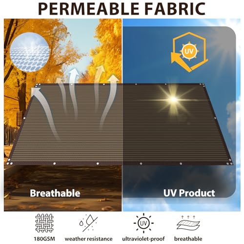 4×50FT Heavy Duty Fence Privacy Screen, 180GSM, 90% Block, Include Zip Ties - color: Brown, size: 4*50FT