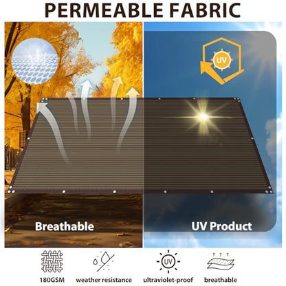 4×50FT Heavy Duty Fence Privacy Screen, 180GSM, 90% Block, Include Zip Ties - color: Brown, size: 4*50FT