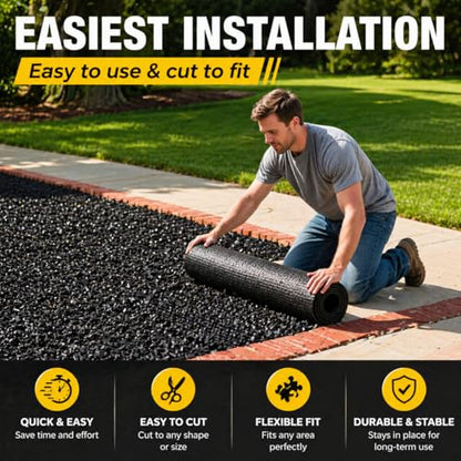 Rubber Mulch Mat 72"x24" Recycled Weed Barrier for Garden Paths