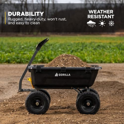 Gorilla Carts Dump Garden Cart, 7 Cu Ft,1200 lb Capacity, No-Flat Tires - size: 7-Cubic Feet