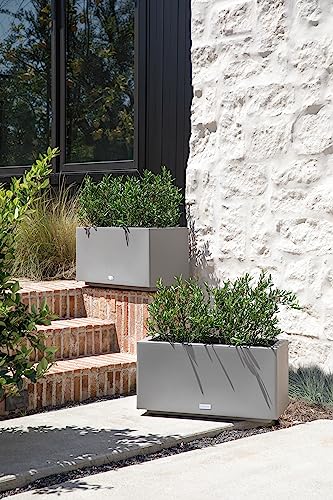 Veradek Block Series Long Box Planter - Rectangular Outdoor Planter - color: Gray, size: Small