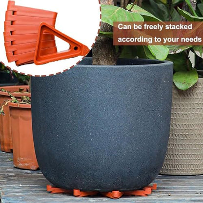 24Pcs Invisible Flower Pot Risers, Plant Pot Feet, Plastic Pot Lifters Support Triangle Plant Lifters for Inside Pots, Planter Feet for Outdoor Pots (Red)