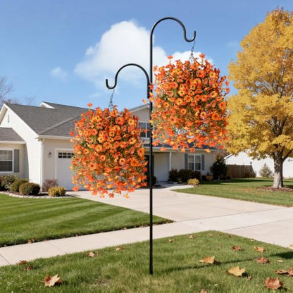 INQCMY Artificial Fall Flowers for Outdoors Faux Mums UV Resistant - color: Red Orange