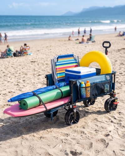 Timber Ridge 47" L Collapsible Wagon with Tailgate & Brake - color: Blue, size: 250L