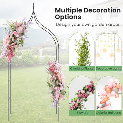 Happygrill Gothic Style Garden Arbor with Multiple Side Crossbars