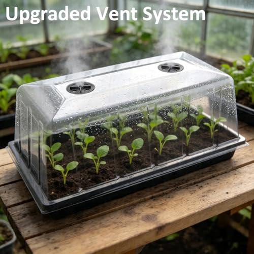5 Pack 1020 Plant Tray with Tall Dome (7.3 inch), Plastic Flat Seed Starter Tray with Humidity Domes, Heavy Duty 1020 Trays with Lid, Durable Carrying Seedling Starting Tray for Planting (Black) - color: Black, size: TP1020-5P+Domes