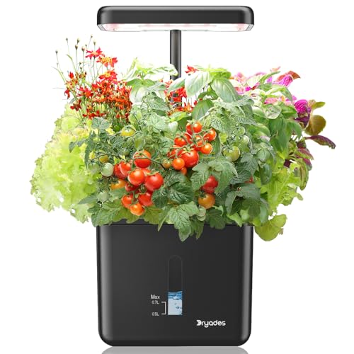 Indoor Garden Growing Systems Self-Watering Plant Pot Smart Gardening System with 17 Watts LED Grow Light Auto Timer Gardening Plant Gifts for Mom Plant Pot for vegetables herbs(No Seeds&Soil) - color: Black