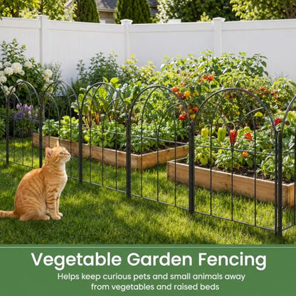 Decorative Garden Fence,10.5 ftx 15.66"H Rustproof No Dig Flower Bed Border - size: 10 Arched Panels-10.5 ftx 15.66"H
