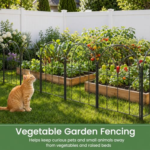 Decorative Garden Fence,10.5 ftx 15.66"H Rustproof No Dig Flower Bed Border - size: 10 Arched Panels-10.5 ftx 15.66"H