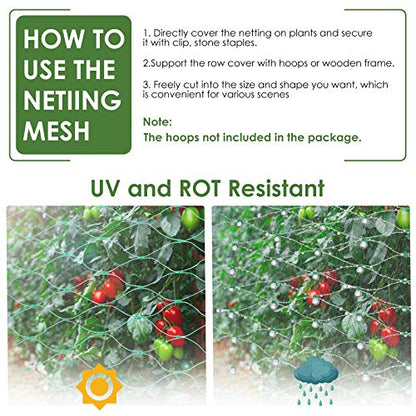 13X130FTRuolan Bird Netting for Garden Protect Vegetable Plants and Fruit Trees,Plastic Trellis Netting for Birds, Deer,Squirrels and Other Animals (13X130), Green - size: 13X130