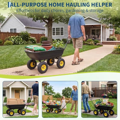 Heavy-Duty Utility Garden Dump Cart, 400Lbs Capacity - size: 400LBS