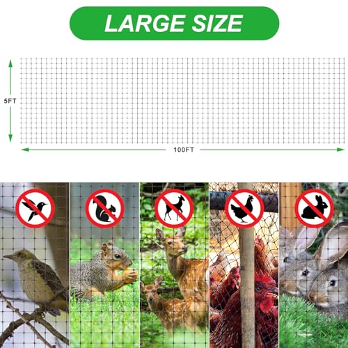SPORTYOUTH Bird Netting Garden Deer Fence Netting 2 Pack 5x100 ft - size: 2P-5x100ft