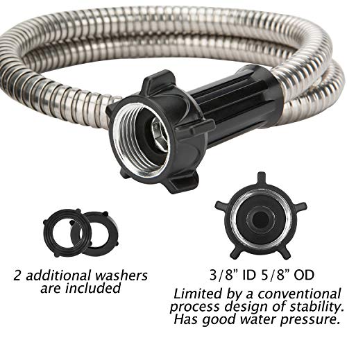 Yanwoo 304 Stainless Steel 6 Feet Short Garden Hose with Female to Male Connector, Water Hose, Metal Hose, Outdoor Hose (6ft) - size: 6ft