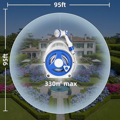 Retractable Garden Hose Reel, Home Hose Reel with10 Patterns Spray Nozzle, Adapts to standard US hose plugs, for Garden Watering, Floor Cleaning, Pet Cleaning, etc (50FT)