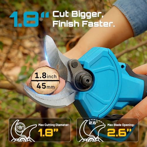 SEESII 2-in-1 Pole Electric Pruning Shears, 1.8" Cut Pole Cordless Pruner - color: Sky Blue