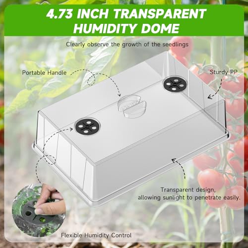 Seed Starter Tray, Seedling Trays Kit for Plant, Germination Trays with 4.73 Inch High Humidity Domes，Large Growing Space & Better Air Flow for Seed Starting, Growing Tray, Gardening Gifts, 6PCS - size: 6PCS