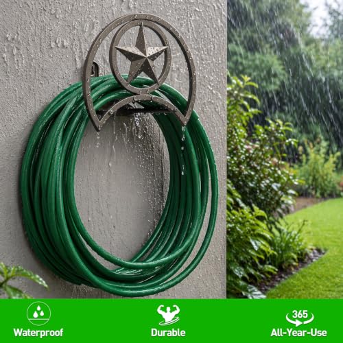GOFORWILD Garden Hose Holder, Decorative Hose Butler Sturdy Water Hose Rack, Durable Wall Hose Hanger, Holds 125-Feet of 5/8-Inch Hose, Hose Reel, Made of Gauge Steel (9.8)