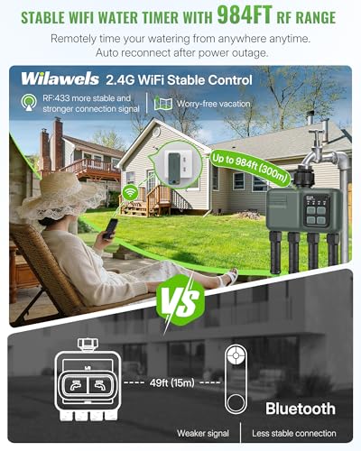 WiFi Water Timer for Garden Hose, Sprinkler Timer 4 Zone, Smart Hose Water with WiFi Irrigation Controller,Voice Control RF433 Automatic Irrigation System/Rain Delay/Manual Watering D34WT06 - style: 4 ZONE
