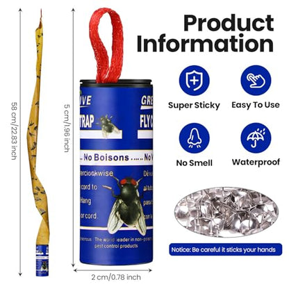 Qualirey 160 Pack Fly Strips Sticky Hanging Indoor Outdoor,Navy Blue - color: Navy Blue