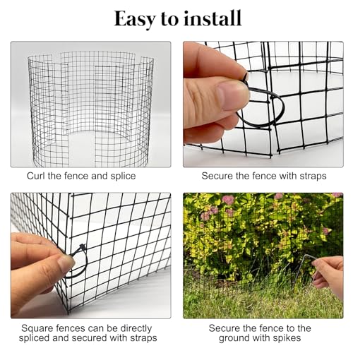 36 PCS Round Plant Protector from Animals, 12Pack 12'' x 12'' Metal Plant Cages，30Pcs Metal Mesh to Keep Animals Out, Garden Protection Bunny Barricades, Wire Plant Protectors for Rabbits Chicken Duck