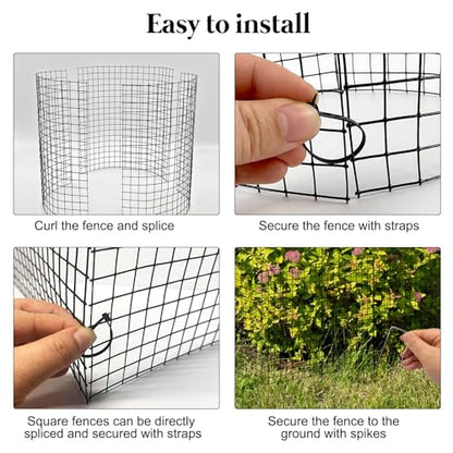36 PCS Round Plant Protector from Animals, 12Pack 12'' x 12'' Metal Plant Cages，30Pcs Metal Mesh to Keep Animals Out, Garden Protection Bunny Barricades, Wire Plant Protectors for Rabbits Chicken Duck