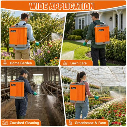5.3 Gallon Battery Powered Backpack Sprayer, 100 PSI High Pressure 20L Electric Garden Sprayer with 12V Rechargeable Battery, Telescopic Stainless Steel Wand, 7 Multi-Functional Nozzles & Shield