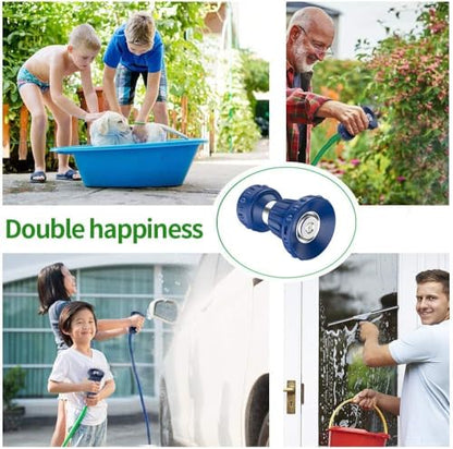 HOSUN Garden Hose Nozzle, Fireman Style Hose Nozzle, Heavy Duty Brass Hose Nozzle, Leak Proof & Best High-Pressure Sprayer for Plants Watering, Car Washing, Pet Washing, etc. (blue) - color: Blue
