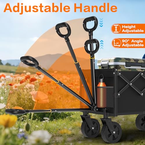 COZEER Wagons Carts Foldable, 120L Folding Heavy Duty Wagon with Wheels - color: Black, size: 120L