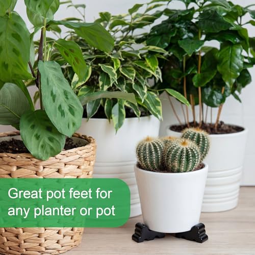 Kigeli 12 Pcs Resin Pot Feet for Outdoor Planters Frost Proof, Black - color: Black