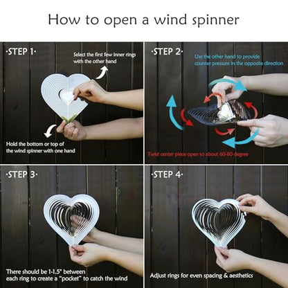 Phuryllic Wind Spinners Outdoor, Garden Decor, Bird Deterrents for Outside, 3D Metal Yard Decorations for Patio & Backyard, Unique Gardening Gifts for Women & Moms - 10in Purple Heart