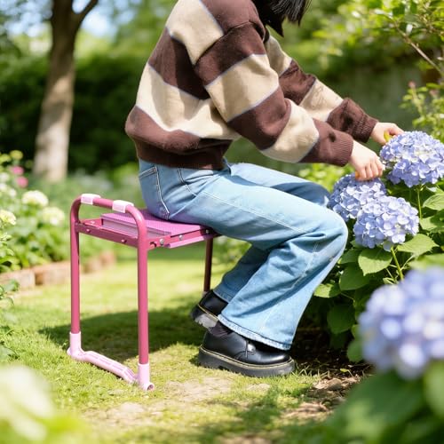 Folding Garden Stool and Kneeler, Heavy Duty Garden Kneeler and Seat, Kneeling Device for Gardening, Gardeners and Seniors (Purple) - color: Purple