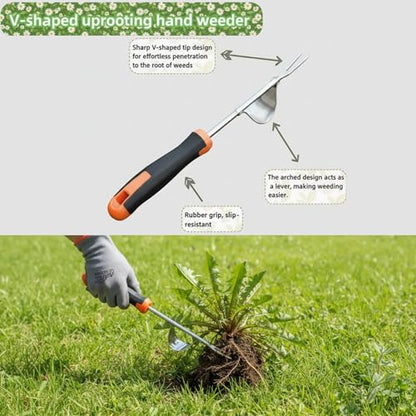 Weed Puller Tool, Portable Rubber-Handled Garden Tools, Four-Tined Weeding Tool, Uprooting Weeding Tools, Crevice Weeder, Yard Weed Tools and Weed Removal Tool (style2) - style: style2
