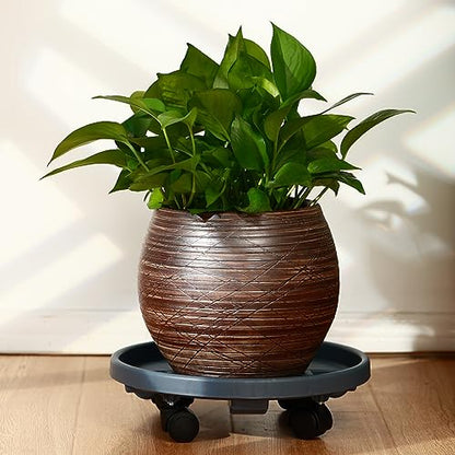 5 Packs Large Plant Caddy with Wheels 13" Rolling Wheeled Plant Stands Heavy-Duty Plastic Flower Pot Roller Base Movers Indoor Outdoor Planter Dolly with Casters Trolley, Grey - color: Gray