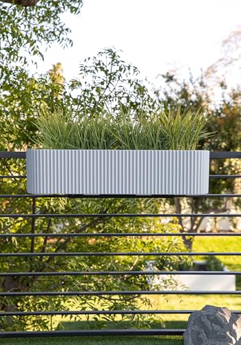 Veradek Demi Series Railing Planter - Round Window Box with Bracket - color: White, size: 36 inch - 2 Pack