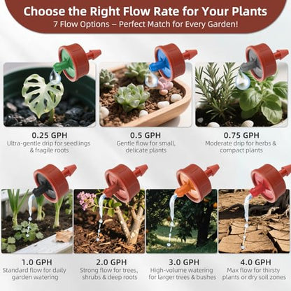 60PCS 0.5 GPH Pressure Compensating Drip Irrigation Spot Watering Drippers/Emitters, Self-Cleaning Constant Flow Drip Irrigation Emitters Heads Irrigation Drippers Parts for Drip Irrigation System - color: 60PCS, size: 0.5 GPH