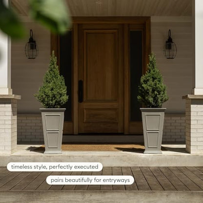 Veradek Brixton Series Planter - Tall Outdoor Planter with Shelf - color: Gray, size: 26 inch -2 Pack