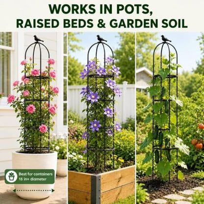 OTOSUNNY 2 Pack 6 ft Garden Obelisk Trellis for Climbing Plants Outdoor - size: 2 pack 75.6 in