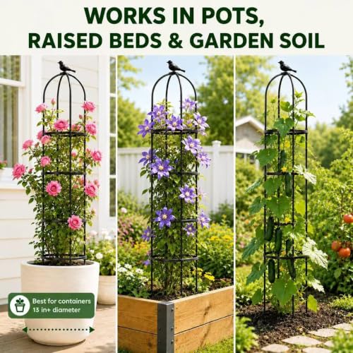 OTOSUNNY 6.3 ft Garden Obelisk Trellis for Climbing Plants Outdoor, 1PCS - size: 1 pack 75.6 in