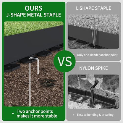 66FT Landscape Edging 3 in Tall with 70 Spikes, Garden Edging Border and 1 Hammer, Plastic Landscape Edging Border Lawn Edging for Landscaping, Flower Beds, Yard - size: 3 In x 66 FT