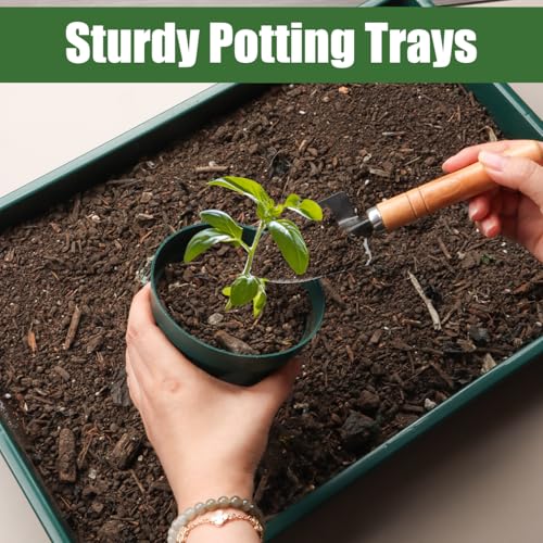 RooTrimmer 5 Pack Seed Starter Trays (17"x11"x2"), Plastic Flat Nursery Pots Trays, Durable Carrying Seedling Starter Tray, Reusable Tray for Planting and Collecting Drainage Water (Green) - color: Green, size: Holding Trays-5P
