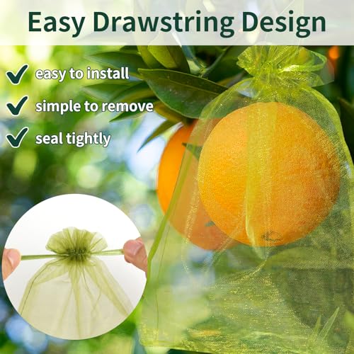 50 Pcs Fruit Protection Bags, 8×12 in Mesh Cover Nets for Tree, Green - color: Green, size: 8×12 in