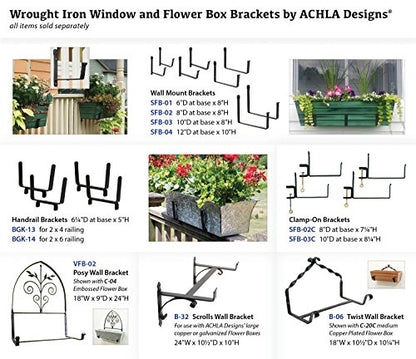 Achla Designs SFB-02C, 8 inch Railing clamp Window Flower Box Brackets, Black - size: 8 Inch