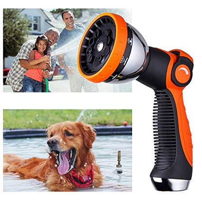 Garden Hose Spray Nozzle,10 Hose Metal Duty Watering Patterns Thumb Control On Off Valve, High Pressure Nozzle Sprayer for Plants, Car Wash,Cleaning,Showering Pets - color: Orange