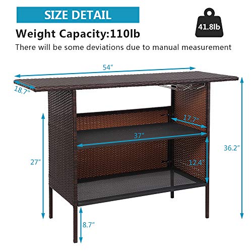 VINGLI Outdoor Storage Cabinet with Wheels, Waterproof Woven Rattan with Double Magnetic Doors, Mobile Multi-Purpose Cabinet for Storage, Buffet Server, Bar Table, Potting Bench (Classic) - size: Classic