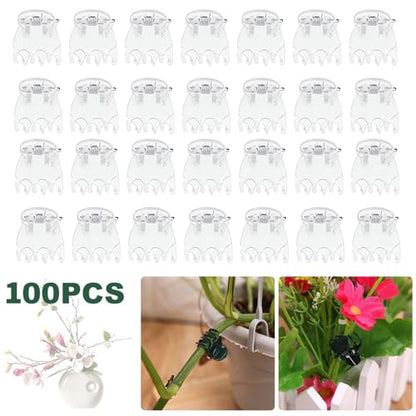 100 Pcs Orchid Clips Transparent Plant Clips Flower Vine Clip for Supporting Plant Orchid Support Clip Flower Stems Stalks Vines Climbing Plant Grow Upright