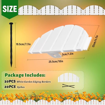 White Garden Edging Flexible Landscape Border with Anchoring Spikes for Lawn Flower Bed Outdoor Decor (30)