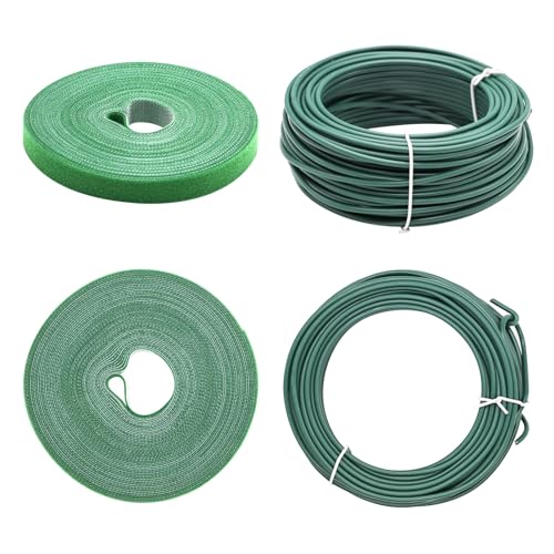 4Pcs 1/2" 65Fts Nylon Garden Tape and 131FtsSoft Plant Wire Twist Ties, Reusable Plant Tie Strap Adjustable Plant Support Gardening Supplies for Climbing Plants, Tomatoes, Flowers