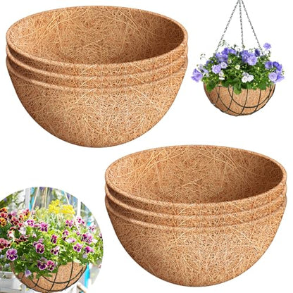 Riare 6 Pack 14 Inch Coco Liners for Planters, Round Hanging Baskets Liners - size: 14inch